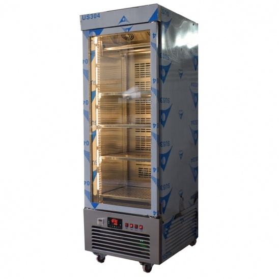 Direto da fábrica uma única porta de aço inoxidável 304 seca e envelhecida carne de exibição de gabinete 
