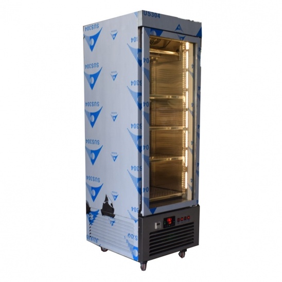 Direto da fábrica uma única porta de aço inoxidável 304 seca e envelhecida carne de exibição de gabinete 