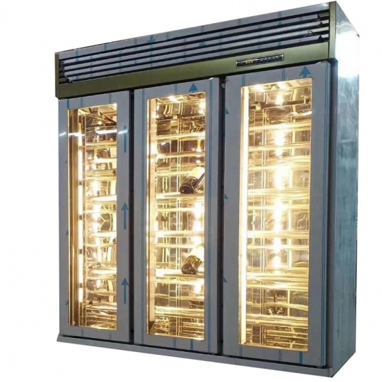 Split high-end personalizado vermelho vinho frigorífico, visualização de refrigeração congelador 