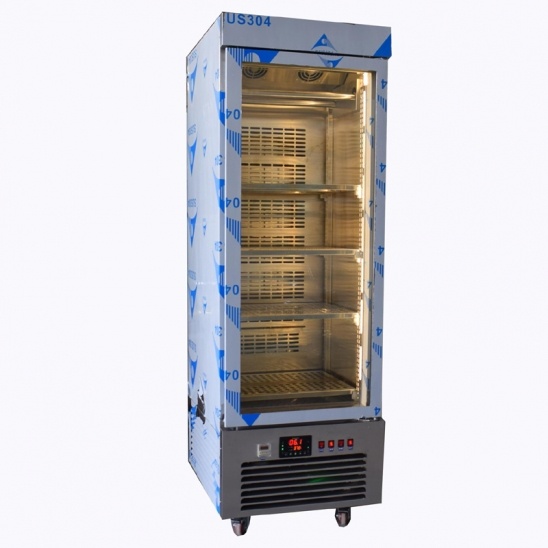 Direto da fábrica uma única porta de aço inoxidável 304 seca e envelhecida carne de exibição de gabinete 