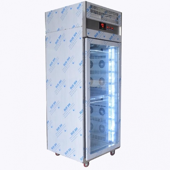 Única porta de vidro, aço inoxidável 304 em Branco secagem de exibição congelador 