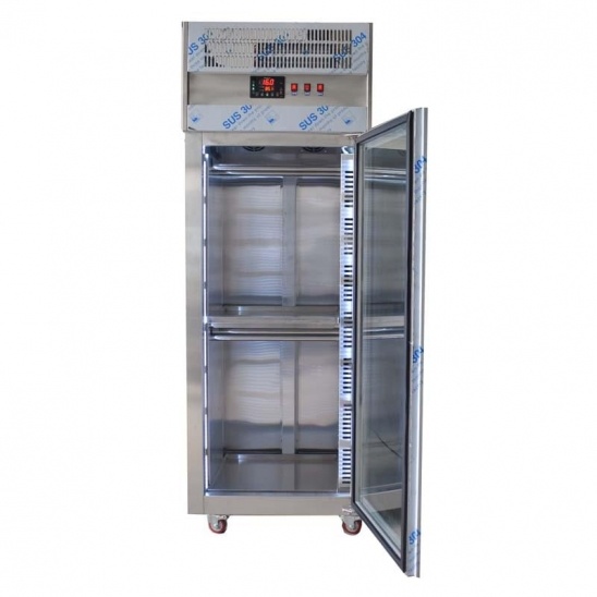Única porta de vidro, aço inoxidável 304 em Branco secagem de exibição congelador 