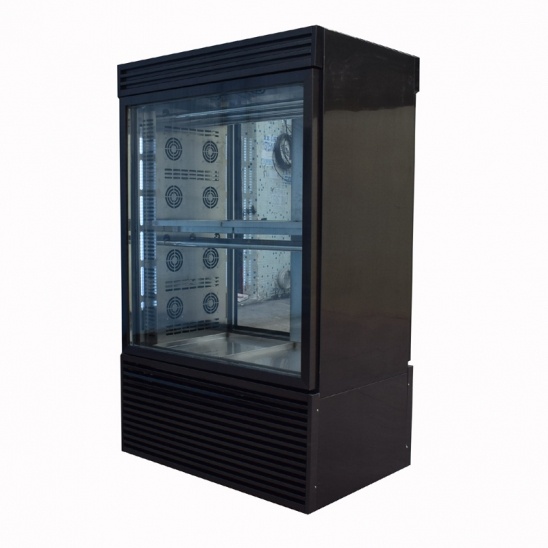 Dois porta de vidro preto de aço inoxidável de carne de secagem de exibição congelador 