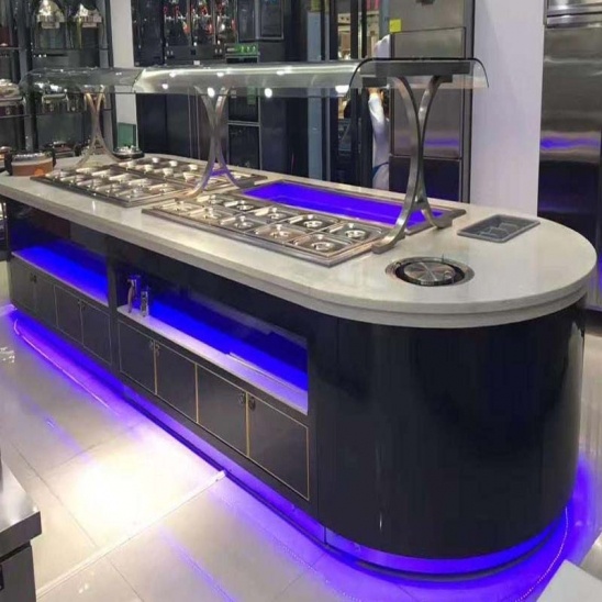 Personalizados grande de aço inoxidável a quente e a frio legumes cozidos exibição de pequeno-almoço tabela 