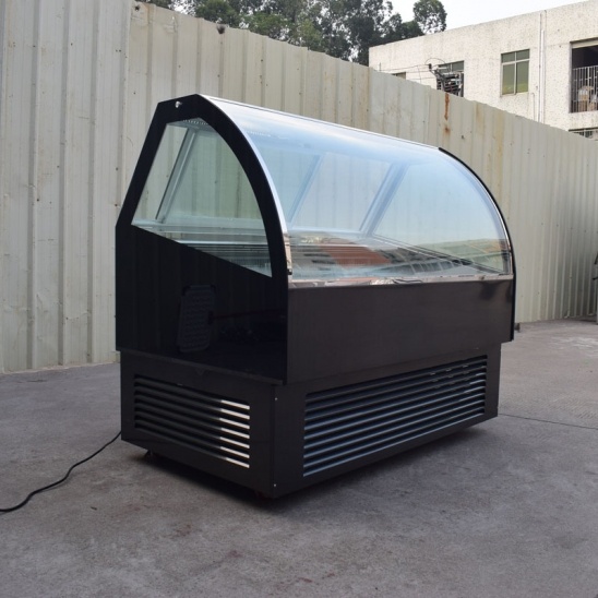 Vertical de baixa temperatura preto de aço inoxidável sorvete de exibição congelador 