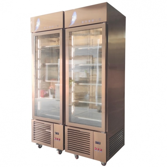 freezer com visor de carne e frutos do mar em ouro rosa de porta única personalizado 