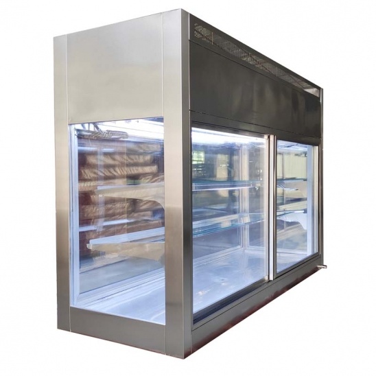 freezer de exibição de hot pot picante de vidro de quatro lados de mesa personalizada 