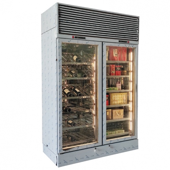 vinho tinto de duas portas de vidro e refrigerador com visor de chá personalizado com temperatura dupla 