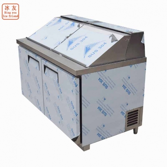 personalizado horizontal 304 Congelador expositor em aço inoxidável refrigerado a ar com tampa de aço inoxidável 