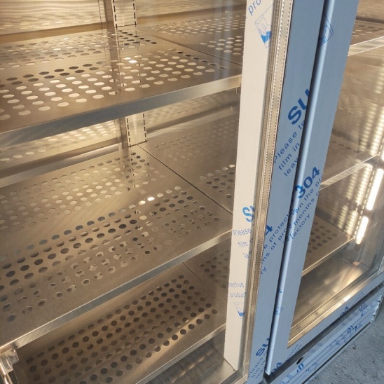 fornecimento personalizável vitrine de carne seca de vidro com porta dupla 