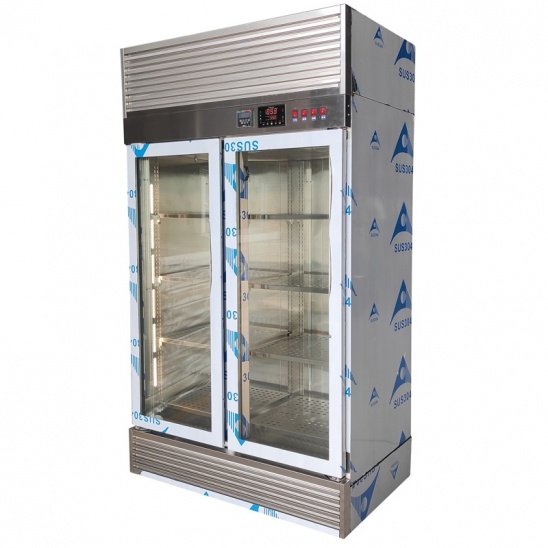 fornecimento personalizável vitrine de carne seca de vidro com porta dupla 